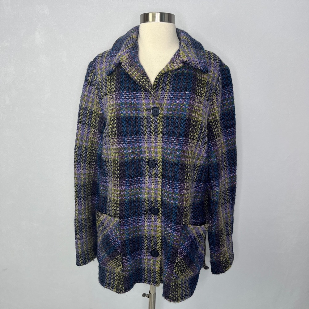 Boyne Valley Weavers Purple Multicolor Jacket Wool Alpaca Ireland Womens Small - Picture 2 of 11